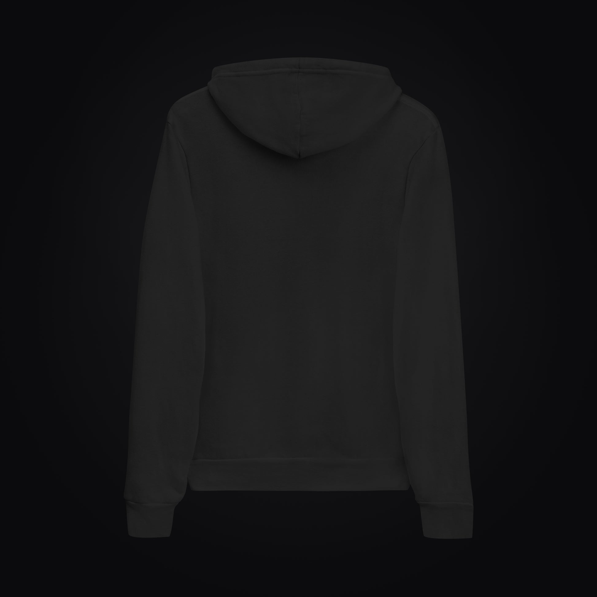 Back view of black Cat Cult Coffee Classic Mark pullover hoodie.