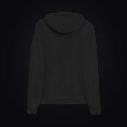 Back view of black Cat Cult Coffee Classic Mark pullover hoodie.