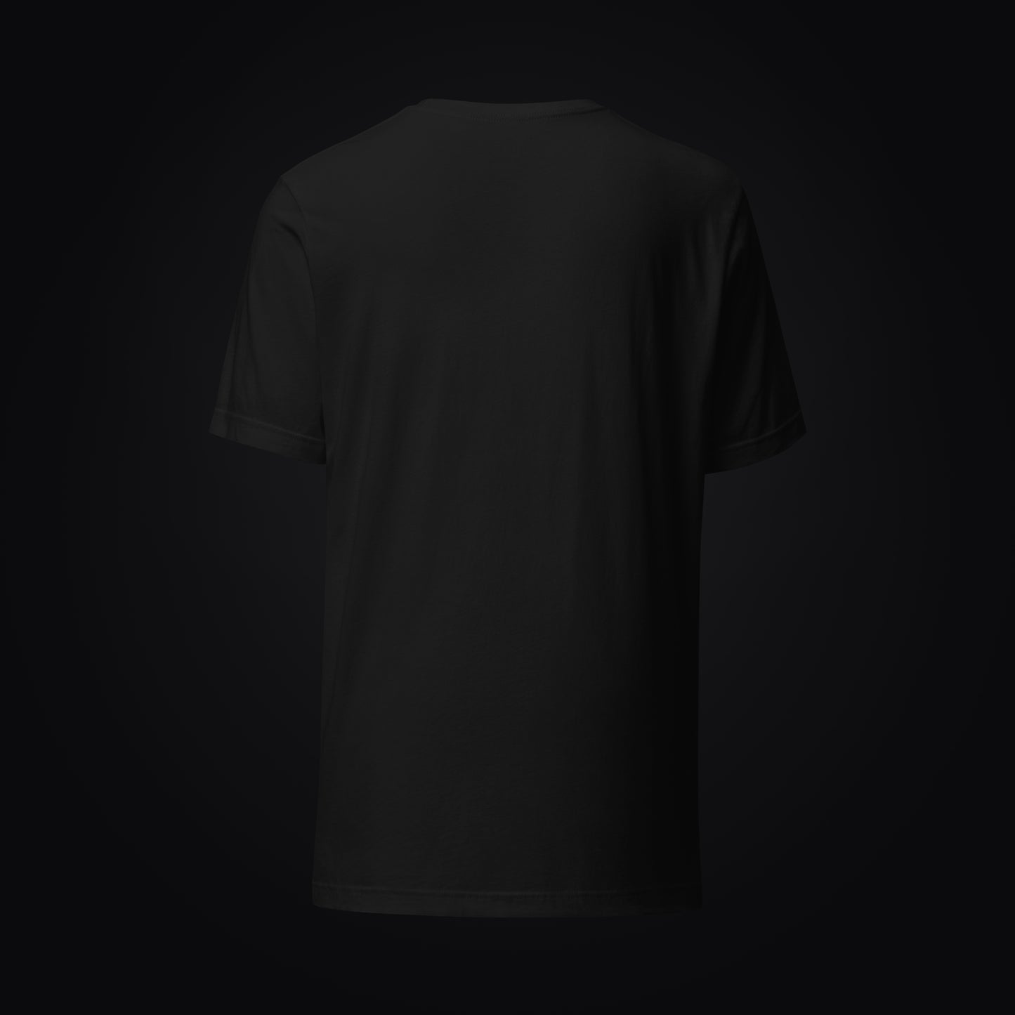 Back view of black Cat Cult Coffee Classic Mark t-shirt.