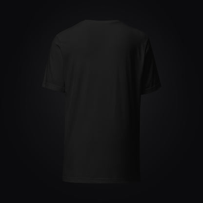 Back view of black Cat Cult Coffee Classic Mark t-shirt.